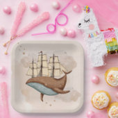 Whale Ship Pastel Gender-Neutral Geburtstag Pappteller (Party)