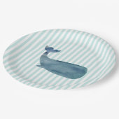 Whale Silhouette Nautical Painting Ocean Pappteller (Schrägansicht)