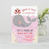 Whale Splash über die erste Einladung zum Geburtst (Stehend Vorderseite)