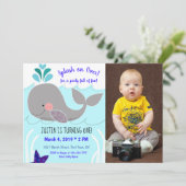 Whale Splash über die erste Einladung zum Geburtst (Stehend Vorderseite)