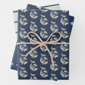 Whale - Star - Stripmuster Navy Blue Geschenkpapier Set (Beispiel)