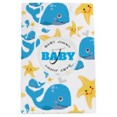 Whale & Starfish Cartoon Monogram Muster Mittlere Geschenktüte (Vorderseite)