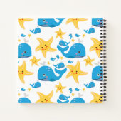 Whale & Starfish Cartoon Monogram Muster Notizblock (Rückseite)
