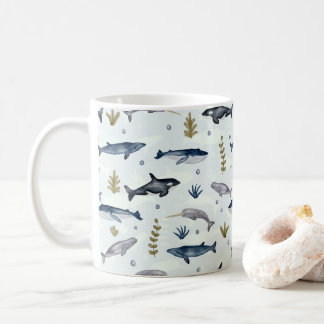 Whale Story Moderne Wasserfarbe Kaffeetasse