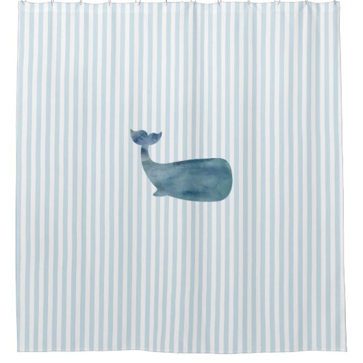 Whale Stripe Muster Küstendusche Vorhang (Vorderseite)