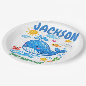 Whale Summer Birthday Party Decor  Pappteller (Schrägansicht)