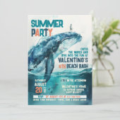 Whale Surf and Dive Summer Beach Party Einladung (Stehend Vorderseite)