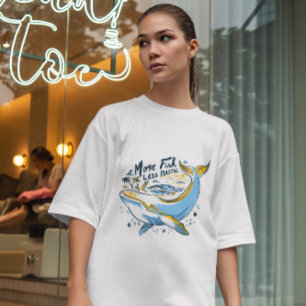 Whale Swimming Line Art T-Shirt