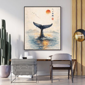Whale Tail Art Print | Japanese Style Poster