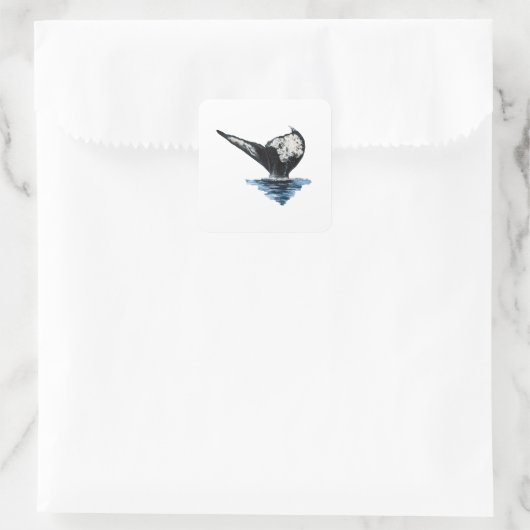 Whale Tail Quadratischer Aufkleber (Tasche)