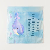 Whale Tastic Blue Birthday Backdropps Wandteppich (Vorderseite (Horizontal))