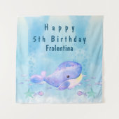 Whale Tastic Blue Birthday Backdropps Wandteppich (Vorderseite)