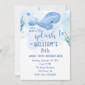 Whale Tastic Blue Birthday Einladung (Vorderseite)