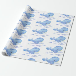 Whale Tastic Blue Birthday Geschenkpapier