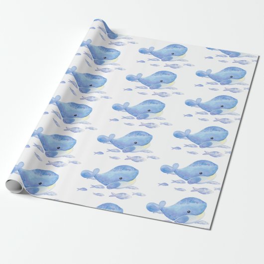 Whale Tastic Blue Birthday Geschenkpapier (Ungerollt)