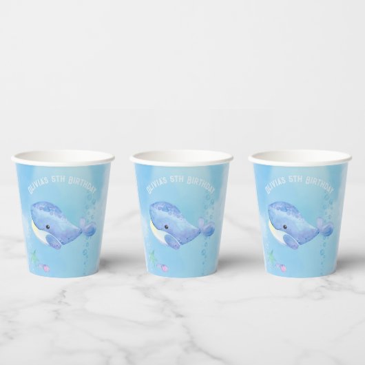 Whale Tastic Blue Birthday Pappbecher (Multi)