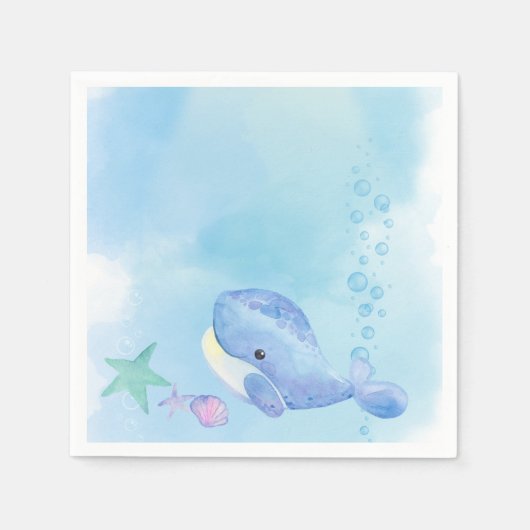 Whale Tastic Blue Birthday Serviette (Vorderseite)