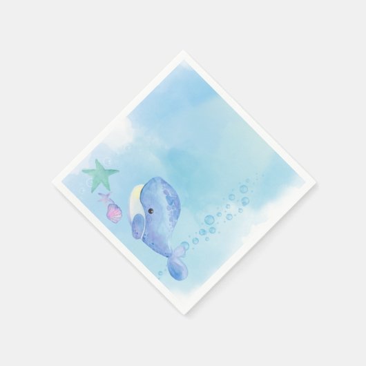 Whale Tastic Blue Birthday Serviette (Ecke)