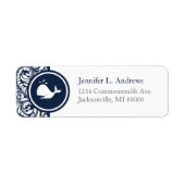 Whale Theme Navy Blue White Damask Beach Hochzeite (Vorne)