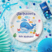 Whale Theme Summer Kids Birthday Party Pappteller (Party)