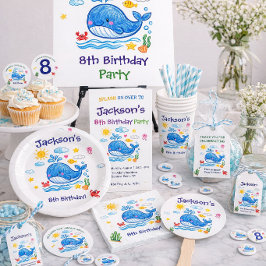 Whale Theme Summer Kids Birthday Party Pappteller