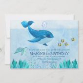Whale Themed erste Geburtstagseinladung Einladung (Vorderseite)