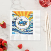 Whale Themed Nautical Boy's Birthday Party Serviette (Beispiel)