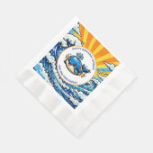 Whale Themed Nautical Boy's Birthday Party Serviette (Ecke)