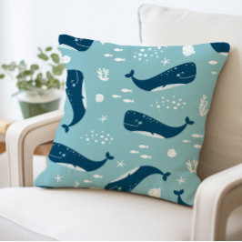 Whale Throw Kissen, Ocean Theme Kissen