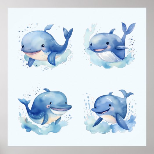 Whale Throw Kissen Poster (Vorne)