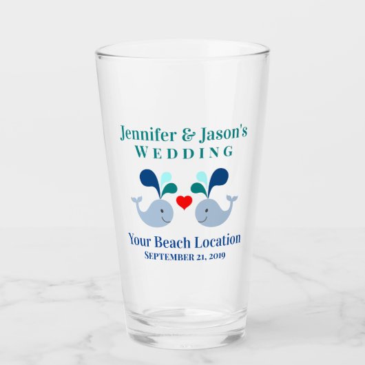 Whale Tropical Beach Zielpunkt Hochzeit Glas (Vorderseite)