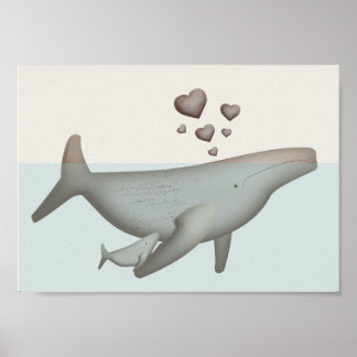 Whale und Baby-Kinderzimmer Poster