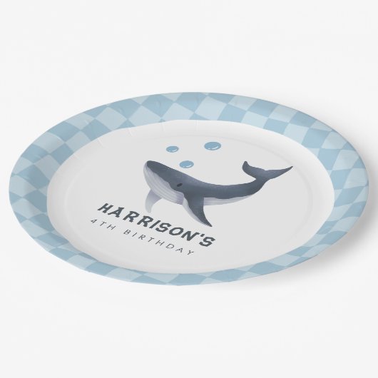 Whale Under The Sea Ocean Thank You Favor Pappteller (Schrägansicht)