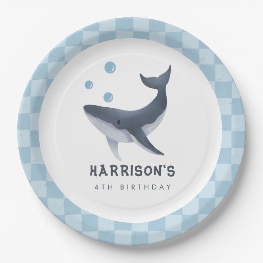 Whale Under The Sea Ocean Thank You Favor Pappteller (Vorderseite)