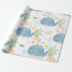Whale Undersea World Baby Shower Pattern Geschenkpapier