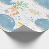 Whale Undersea World Baby Shower Pattern Geschenkpapier (Ecke)
