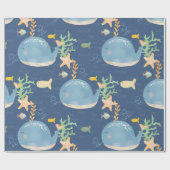 Whale Undersea World Baby Shower Pattern Geschenkpapier (Flach)