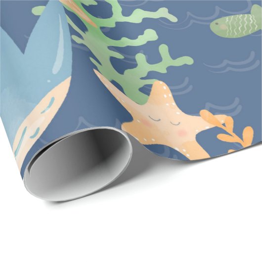 Whale Undersea World Baby Shower Pattern Geschenkpapier (Rolleneckpunkt)