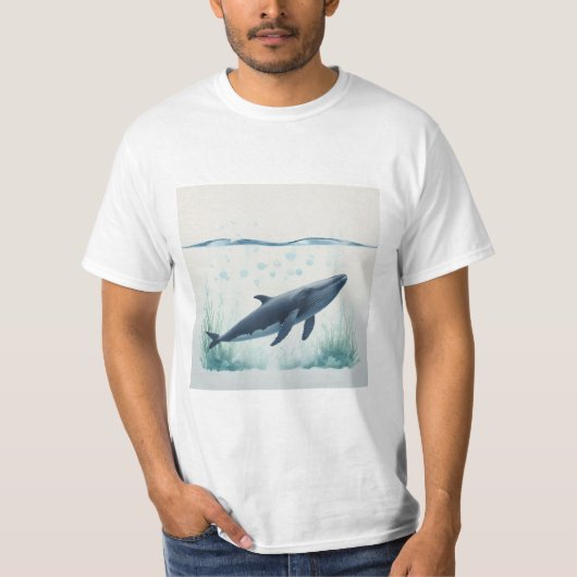 Whale Underwater White Hoodie T-Shirt (Vorderseite)