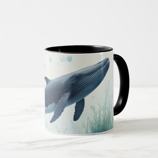 Whale Underwater White Hoodie Tasse (VorderseiteRechts)