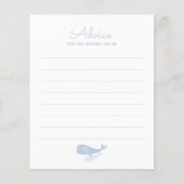 Whale unter dem Sea Baby Shower Advice Card (Vorderseite)