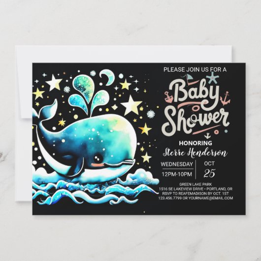 Whale unter der Babydusche von Sea Boho Einladung (Vorderseite)