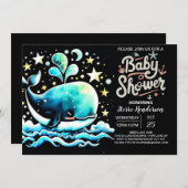 Whale unter der Babydusche von Sea Boho Einladung (Vorne/Hinten)