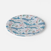 Whale unter der Blue Boy Baby Dusche Pappteller (Schrägansicht)