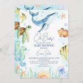 Whale unter der Sea Baby Dusche Einladung (Vorne/Hinten)