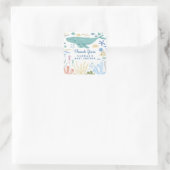 Whale unter der Sea Baby Dusche Quadratischer Aufkleber (Tasche)