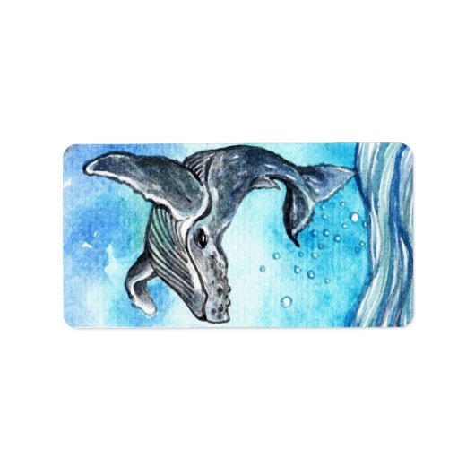 Whale Unterwasser Adressaufkleber (Vorne)