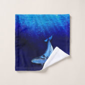 Whale Vertical Motion Szene bis unten in Meerestie Badhandtuch Set (Waschlappen)