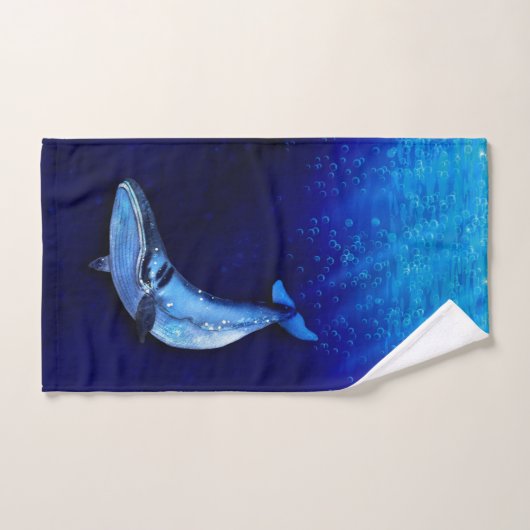 Whale Vertical Motion Szene bis unten in Meerestie Badhandtuch Set (Handtuch)