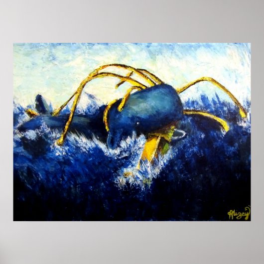 Whale Vs Kolossal Tintenfisch Original Künstlerin Poster (Vorne)